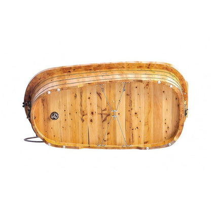 ALFI Brand AB1139 61" One Person Freestanding Soaking Cedar Wooden Bathtub With Fixtures & Headrest