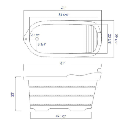 ALFI Brand AB1139 61" One Person Freestanding Soaking Cedar Wooden Bathtub With Fixtures & Headrest