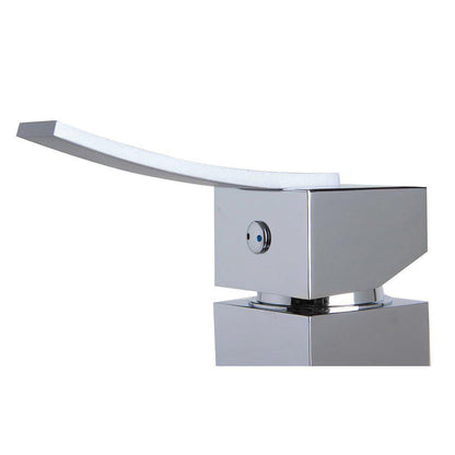 ALFI Brand AB1258-PC Polished Chrome Single Hole Square Body Curved Spout Brass Bathroom Sink Faucet With Single Lever