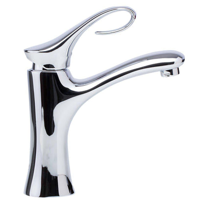 ALFI Brand AB1295-PC Polished Chrome Single Hole Brass Bathroom Sink Faucet With Curled Single Lever