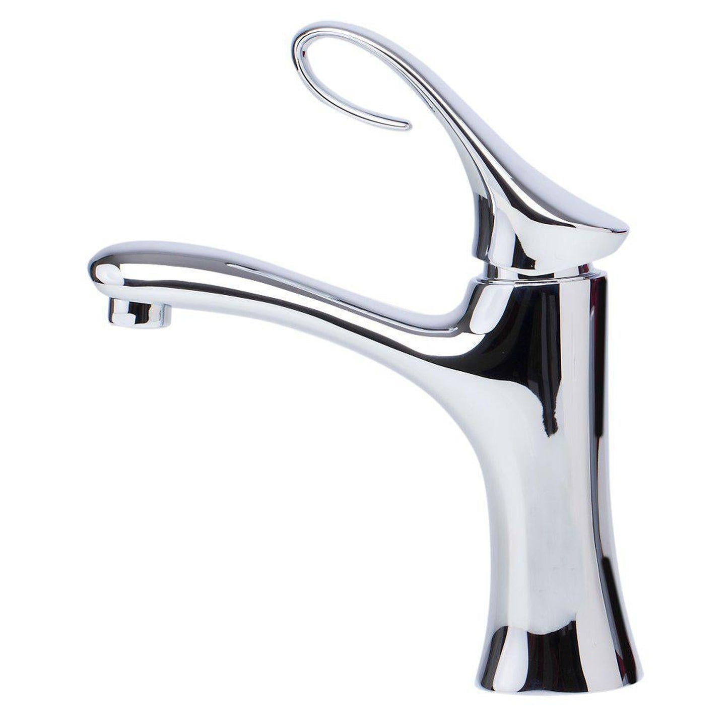 ALFI Brand AB1295-PC Polished Chrome Single Hole Brass Bathroom Sink Faucet With Curled Single Lever