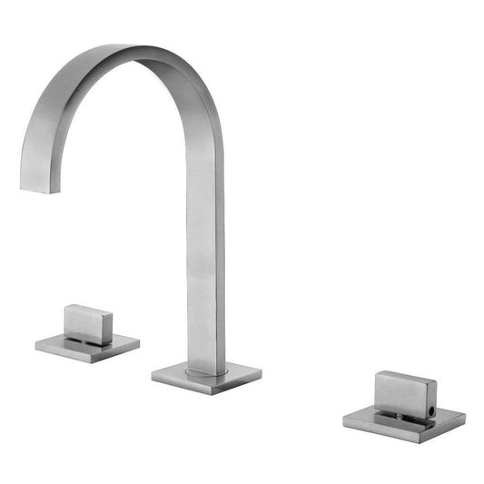 ALFI Brand AB1336-BN Brushed Nickel Widespread Gooseneck Spout Brass Bathroom Sink Faucet With Double Knob