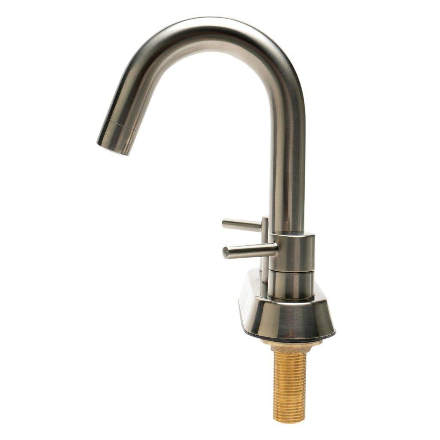 ALFI Brand AB1400-BN Brushed Nickel Centerset Gooseneck Spout Brass Bathroom Sink Faucet With Two Lever Handles