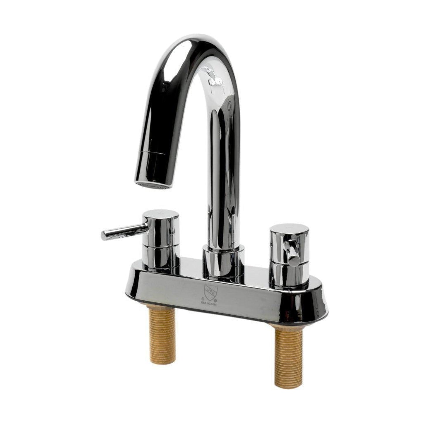 ALFI Brand AB1400-PC Polished Chrome Centerset Gooseneck Spout Brass Bathroom Sink Faucet With Two Lever Handles