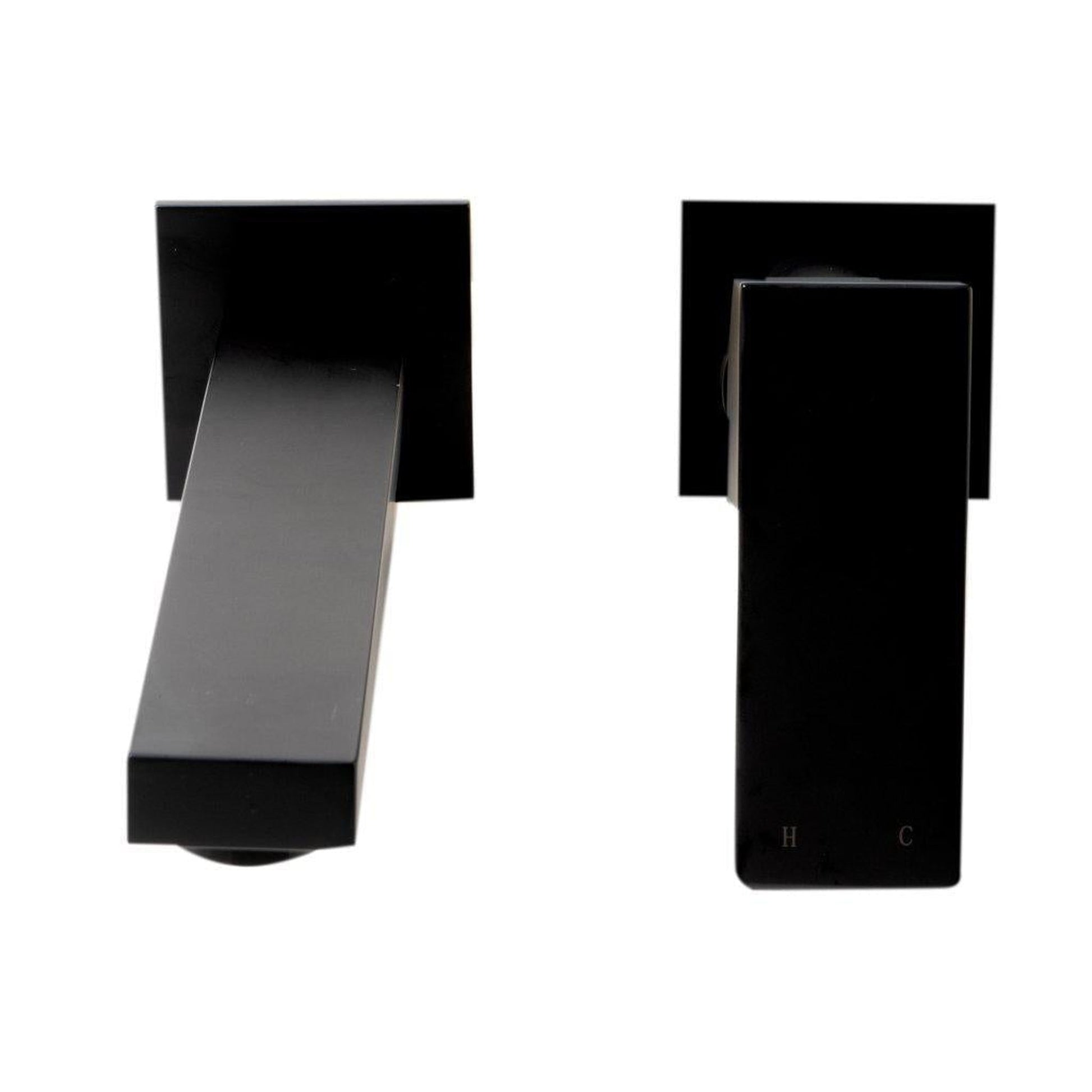 ALFI Brand AB1468-BM Black Matte Wall-Mounted Square Spout Brass Bathroom Sink Faucet With Single Lever