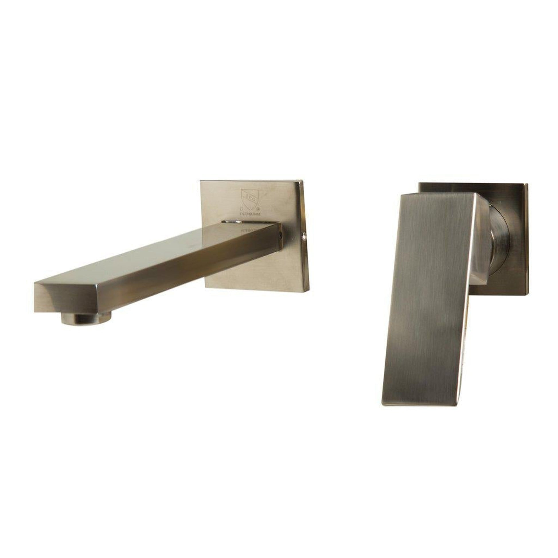 ALFI Brand AB1468-BN Brushed Nickel Wall-Mounted Square Spout Brass Bathroom Sink Faucet With Single Lever