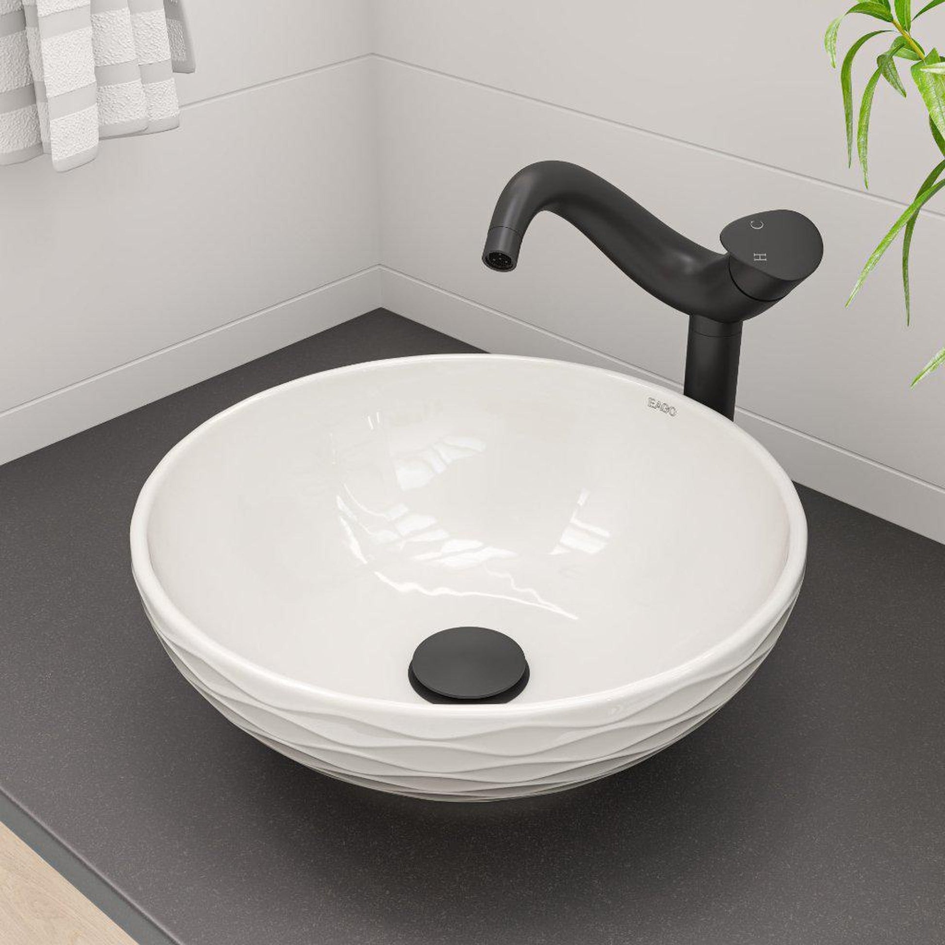 ALFI Brand AB1570-BM Black Matte Vessel Wave Spout Brass Bathroom Sink Faucet With Single Lever