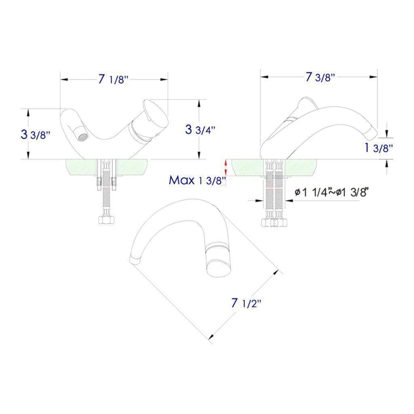 ALFI Brand AB1572-BN Brushed Nickel Wave Spout Brass Bathroom Sink Faucet With Single Lever