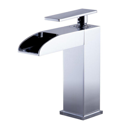 ALFI Brand AB1598-PC Polished Chrome Single Hole Waterfall Brass Bathroom Sink Faucet With Single Lever