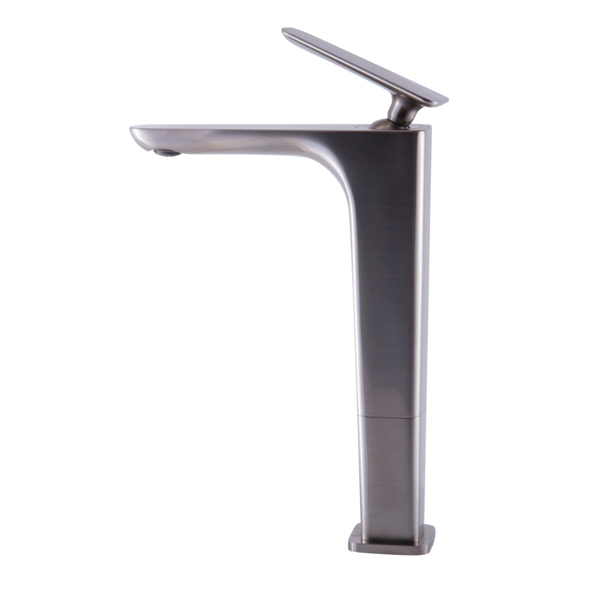 ALFI Brand AB1778-BN Brushed Nickel Vessel Spout Brass Bathroom Sink Faucet With Single Lever