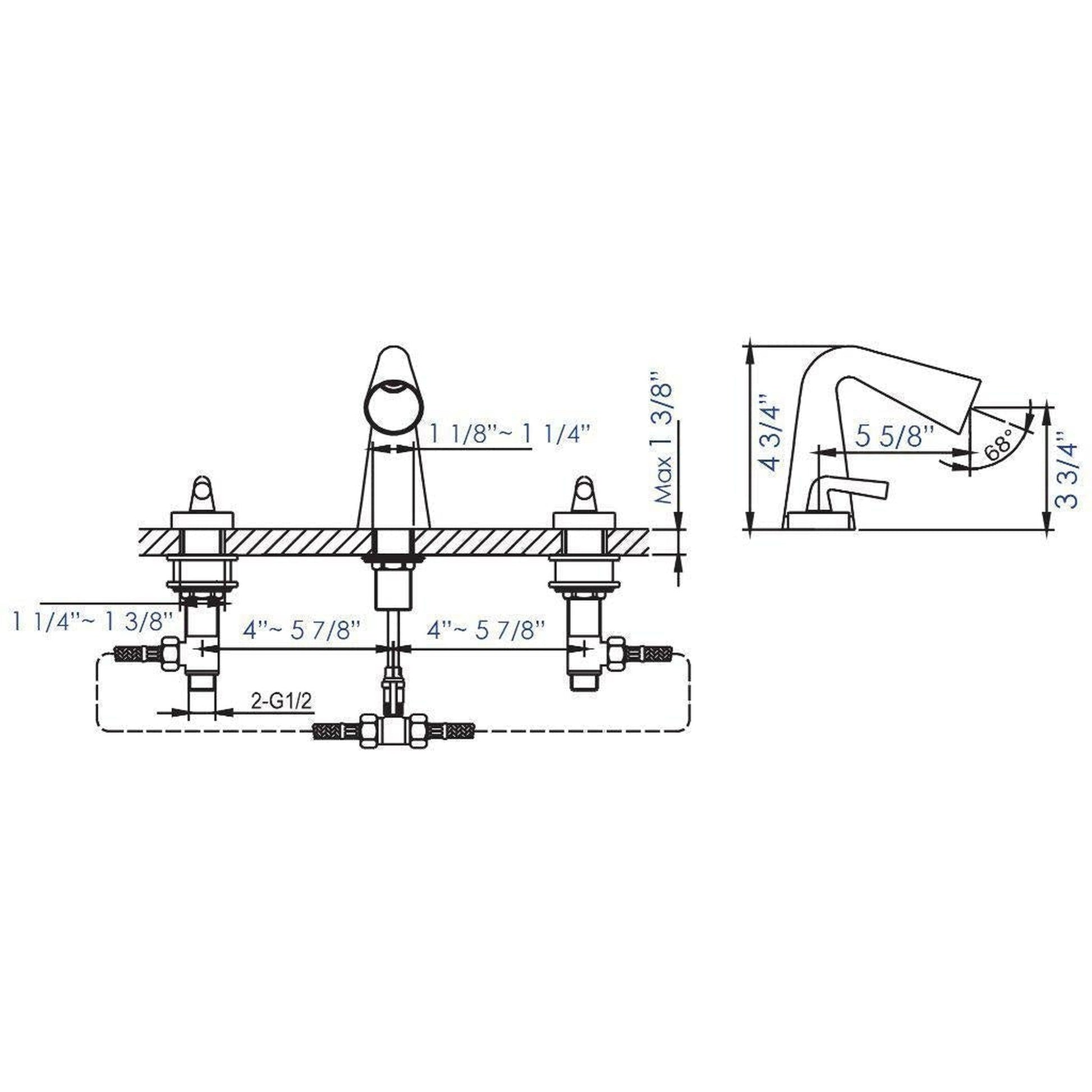 ALFI Brand AB1790-PC Polished Chrome Widespread Cone Waterfall Spout Brass Bathroom Sink Faucet With Two Lever Handles