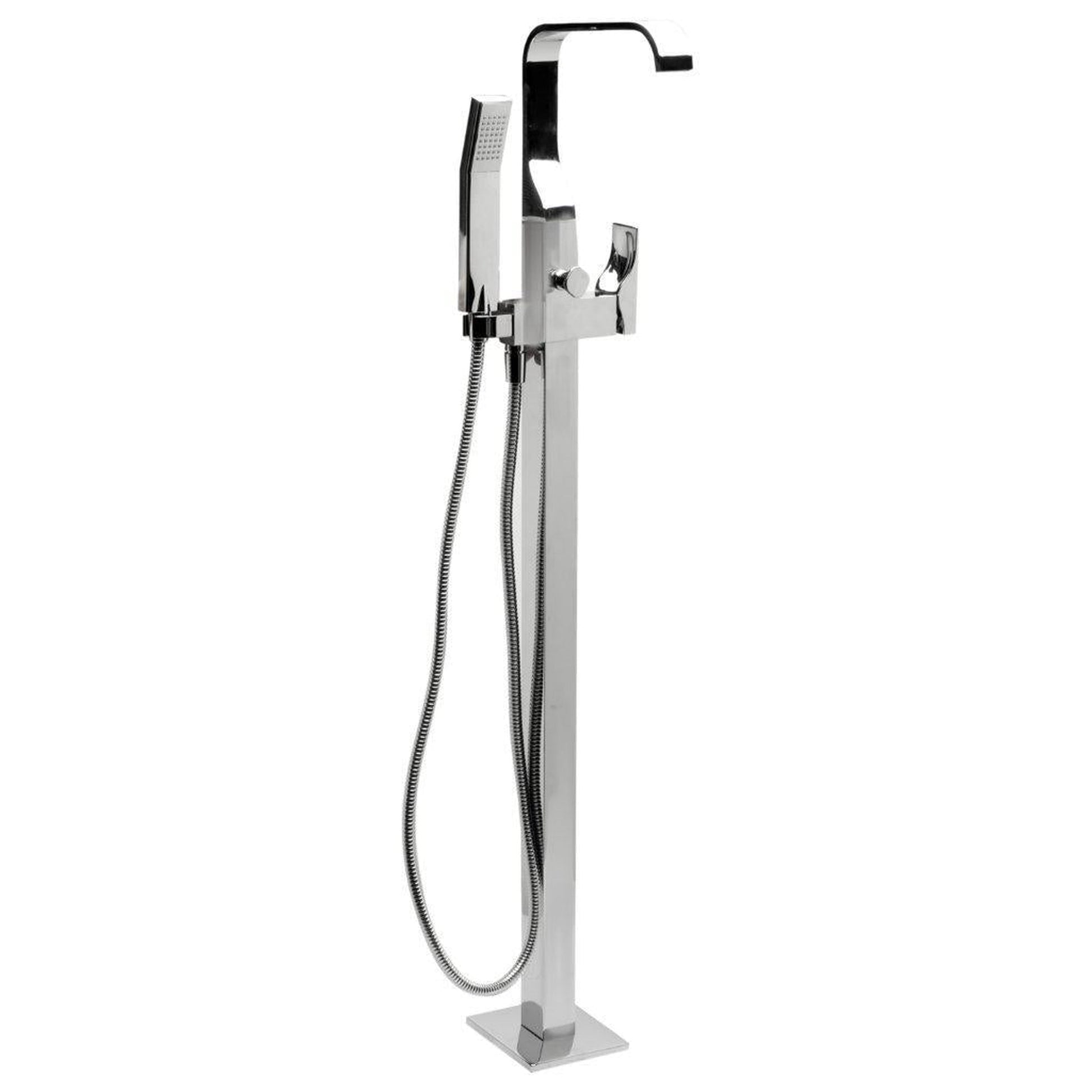 ALFI Brand AB2180-PC Polished Chrome Floor Mounted Tub Filler Mixer With Hand Held Shower Head and Single Lever