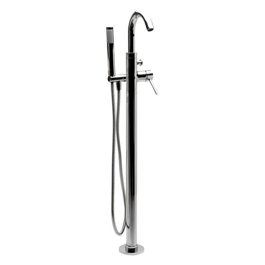 ALFI Brand AB2534-PC Polished Chrome Single Lever Floor Mounted Tub Filler Mixer With Hand Held Shower Head