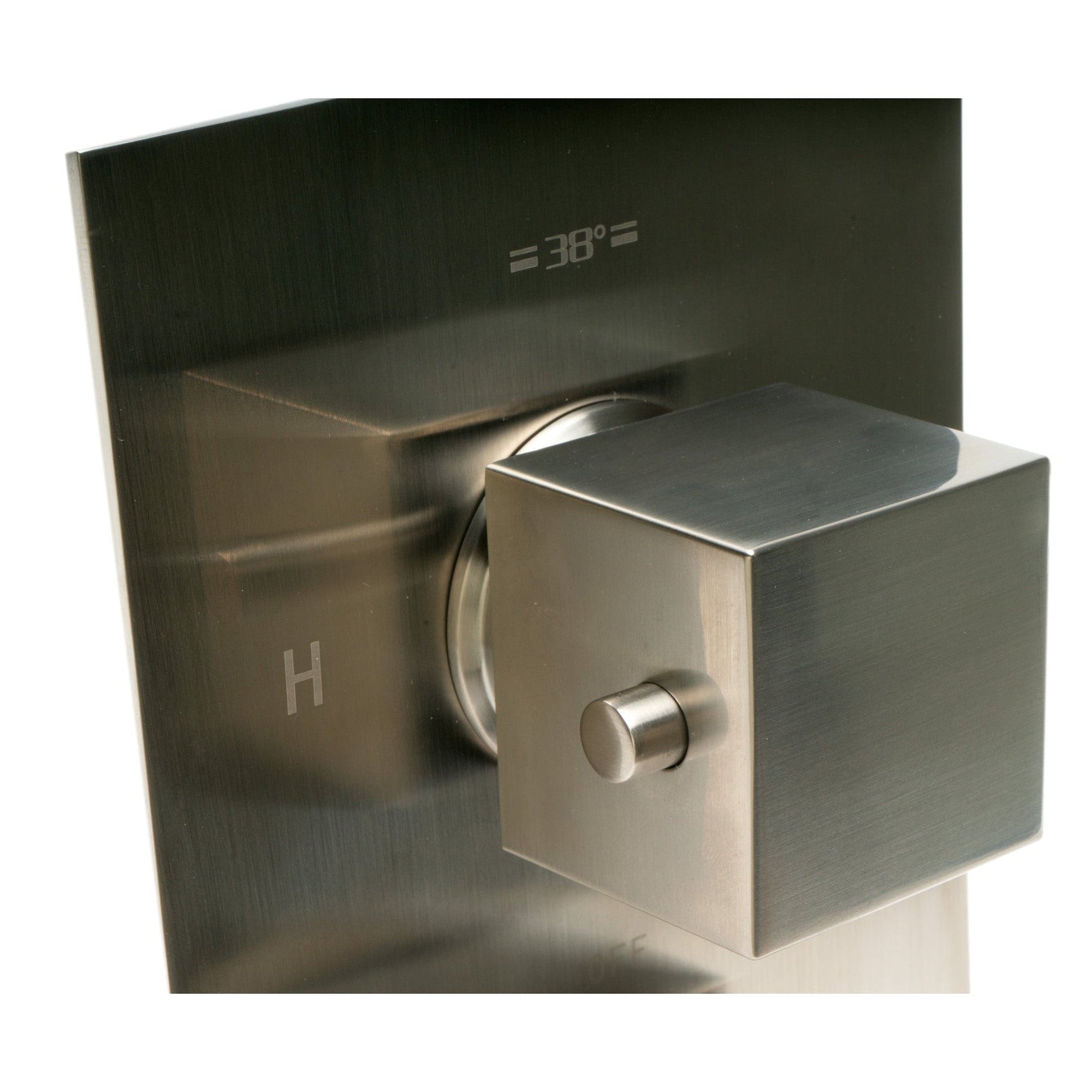 ALFI Brand AB2601-BN Square Brushed Nickel Knob 1 Way Thermostatic Shower Mixer