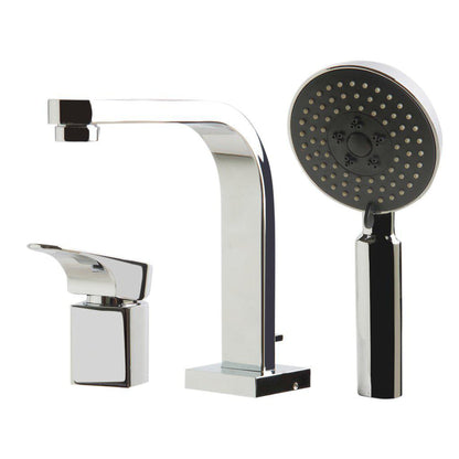 ALFI Brand AB2703-PC Polished Chrome Deck Mounted Tub Filler And Round Hand Held Shower Head