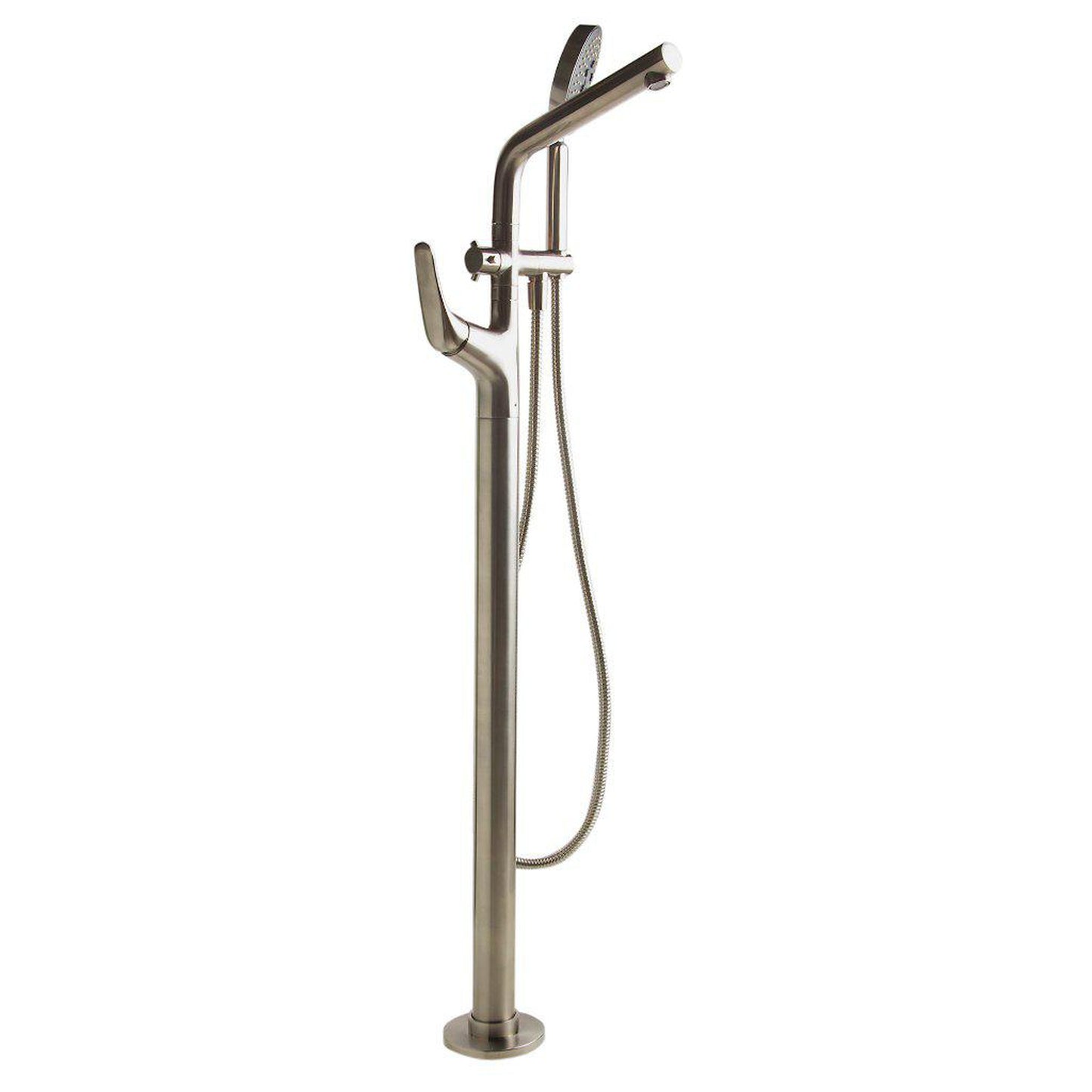 ALFI Brand AB2758-BN Brushed Nickel Floor Mounted Tub Filler + Mixer With Round Hand Held Shower Head