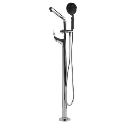 ALFI Brand AB2758-PC Polished Chrome Floor Mounted Tub Filler + Mixer With Round Hand Held Shower Head