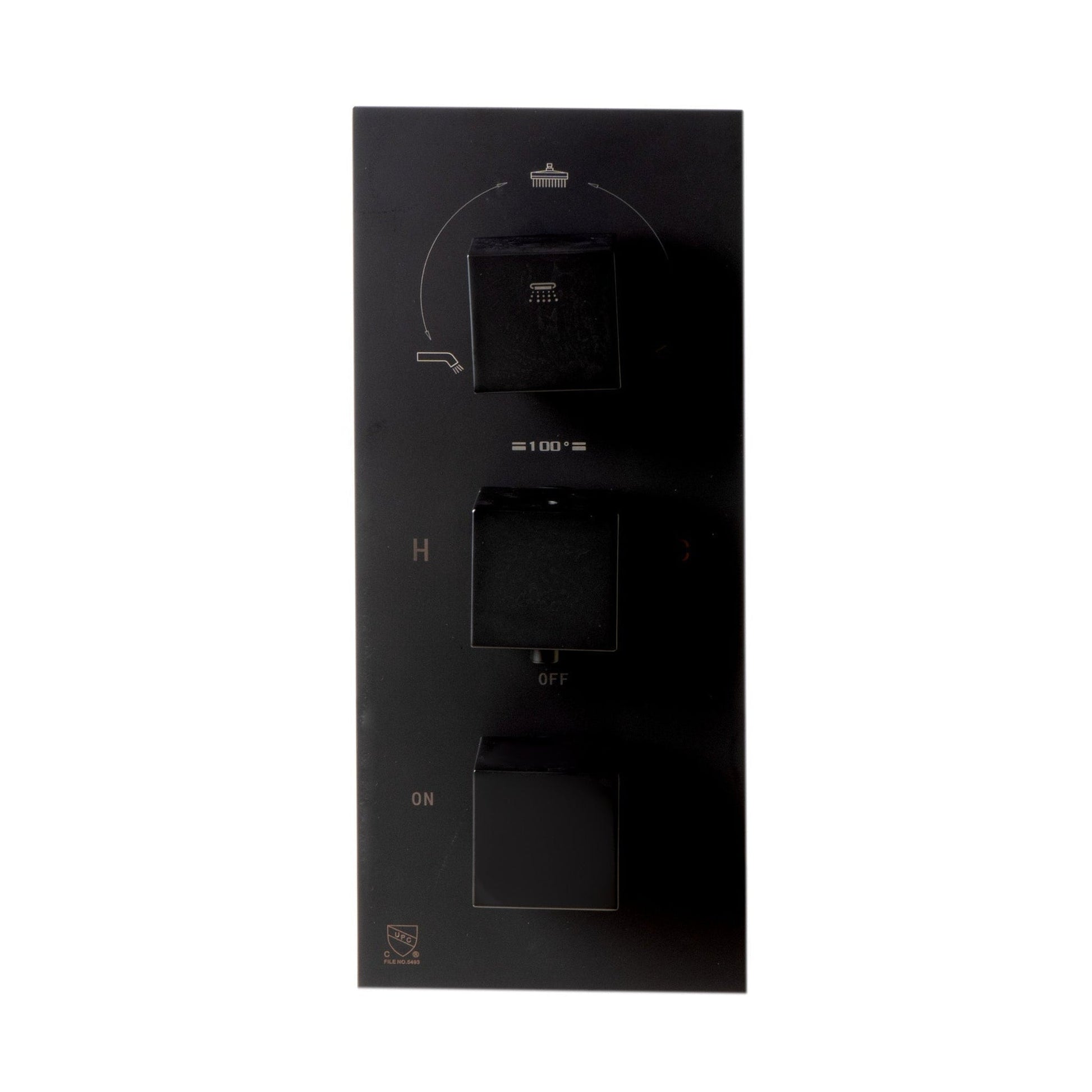 ALFI Brand AB2801-BM Black Matte Concealed 3-Way Thermostatic Valve Shower Mixer Square Knobs