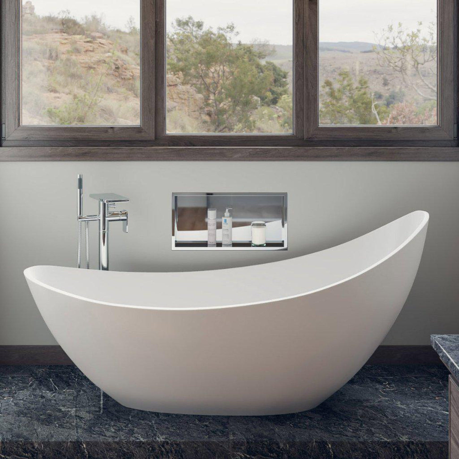 ALFI Brand AB2875-BN Brushed Nickel Freestanding Floor Mounted Bath Tub Filler With Hand Held Shower Head