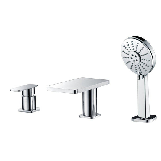 ALFI Brand AB2879-PC Polished Chrome Deck Mounted Tub Filler With Round Hand Held Showerhead