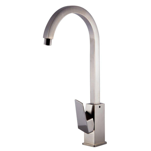 ALFI Brand AB3470-BN Brushed Nickel Vessel Gooseneck Spout Brass Bathroom Sink Faucet With Single Lever