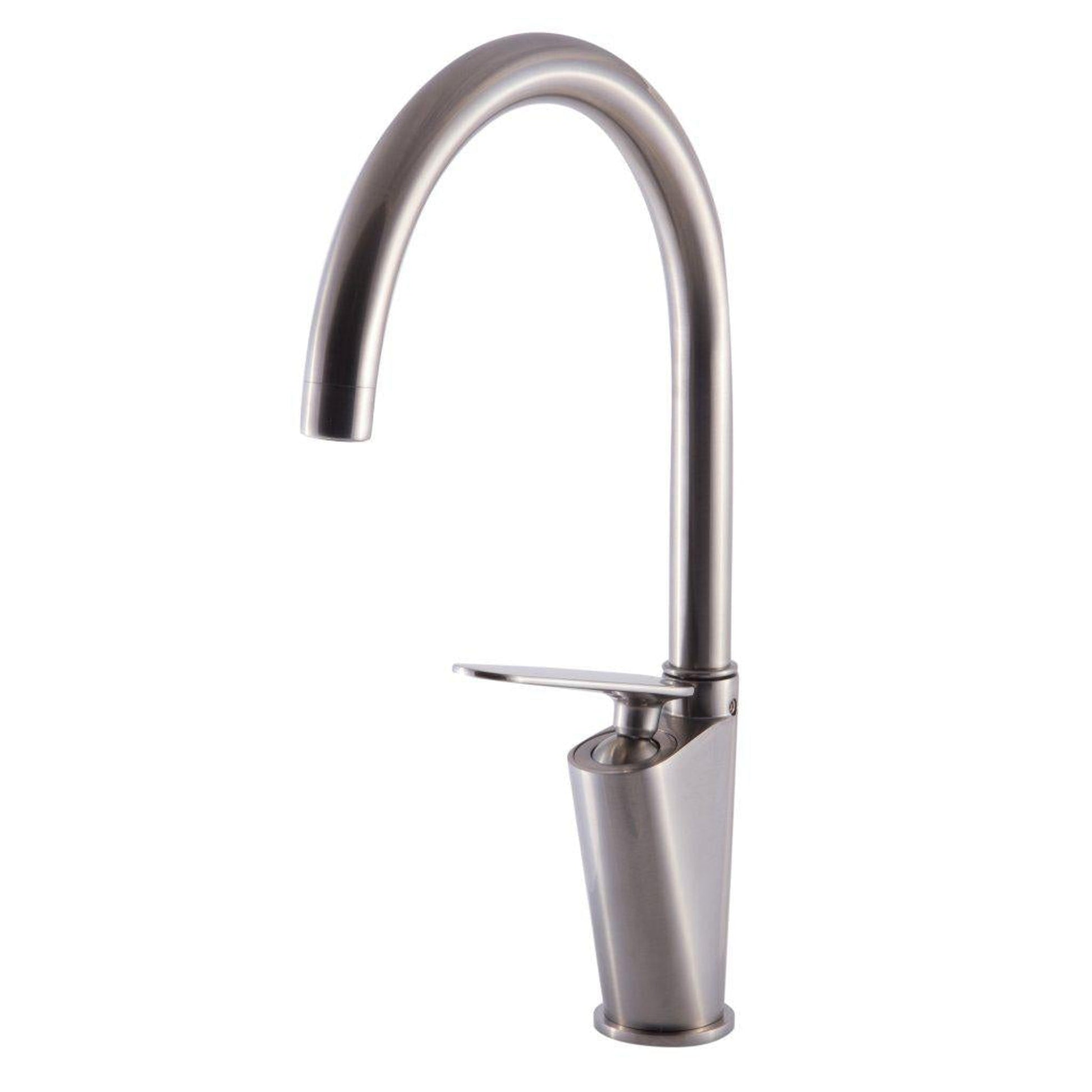 ALFI Brand AB3600-BN Brushed Nickel Vessel Gooseneck Spout Brass Bathroom Sink Faucet With Single Lever