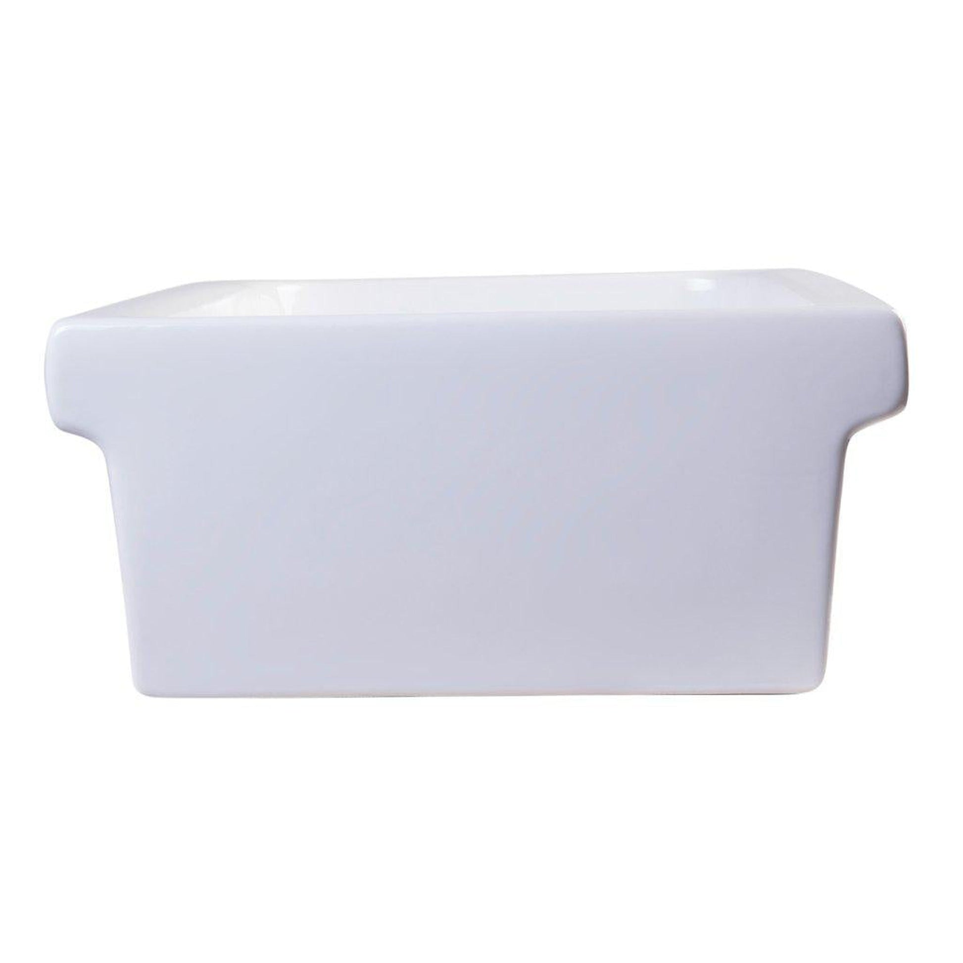 ALFI Brand AB36TR 36" White Above Mount Rectangle Fireclay Trough Bathroom Sink With Overflow