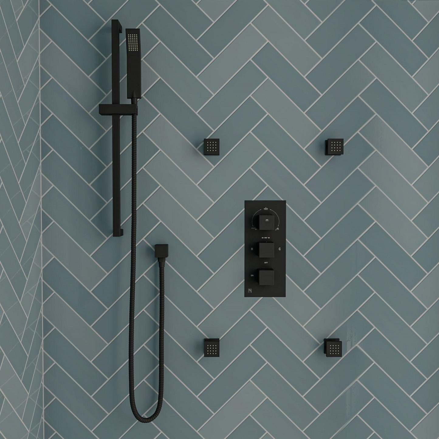 ALFI Brand AB3820-BM 2" Black Matte Square Wall Mounted Adjustable Shower Body Spray