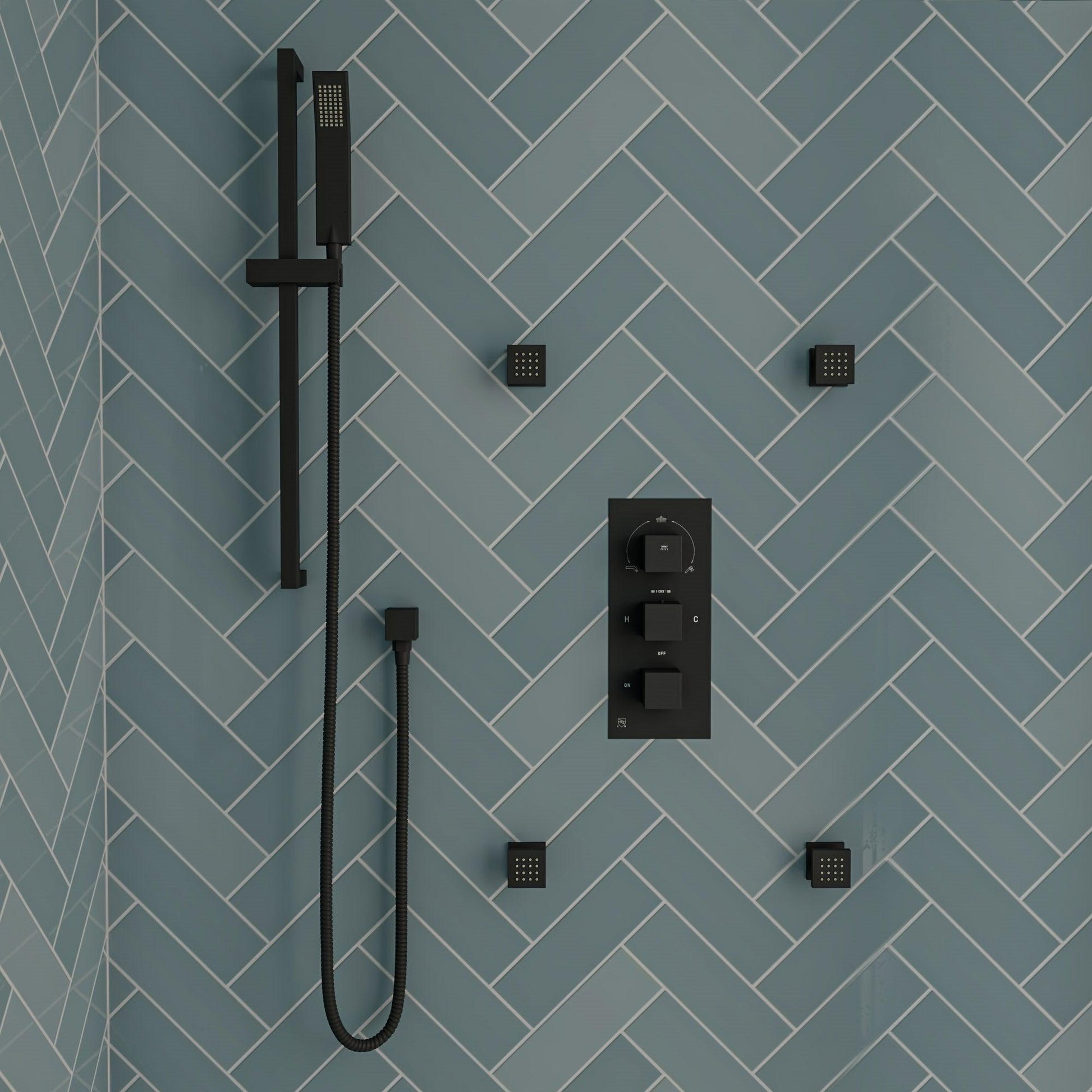 ALFI Brand AB3820-BM 2" Black Matte Square Wall Mounted Adjustable Shower Body Spray