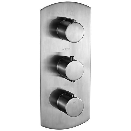 ALFI Brand AB3901-BN Brushed Nickel 2 Way Thermostatic Shower Mixer With Round Knobs