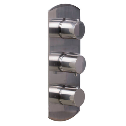 ALFI Brand AB4001-BN Brushed Nickel Concealed 3-Way Thermostatic Valve Shower Mixer Round Knobs
