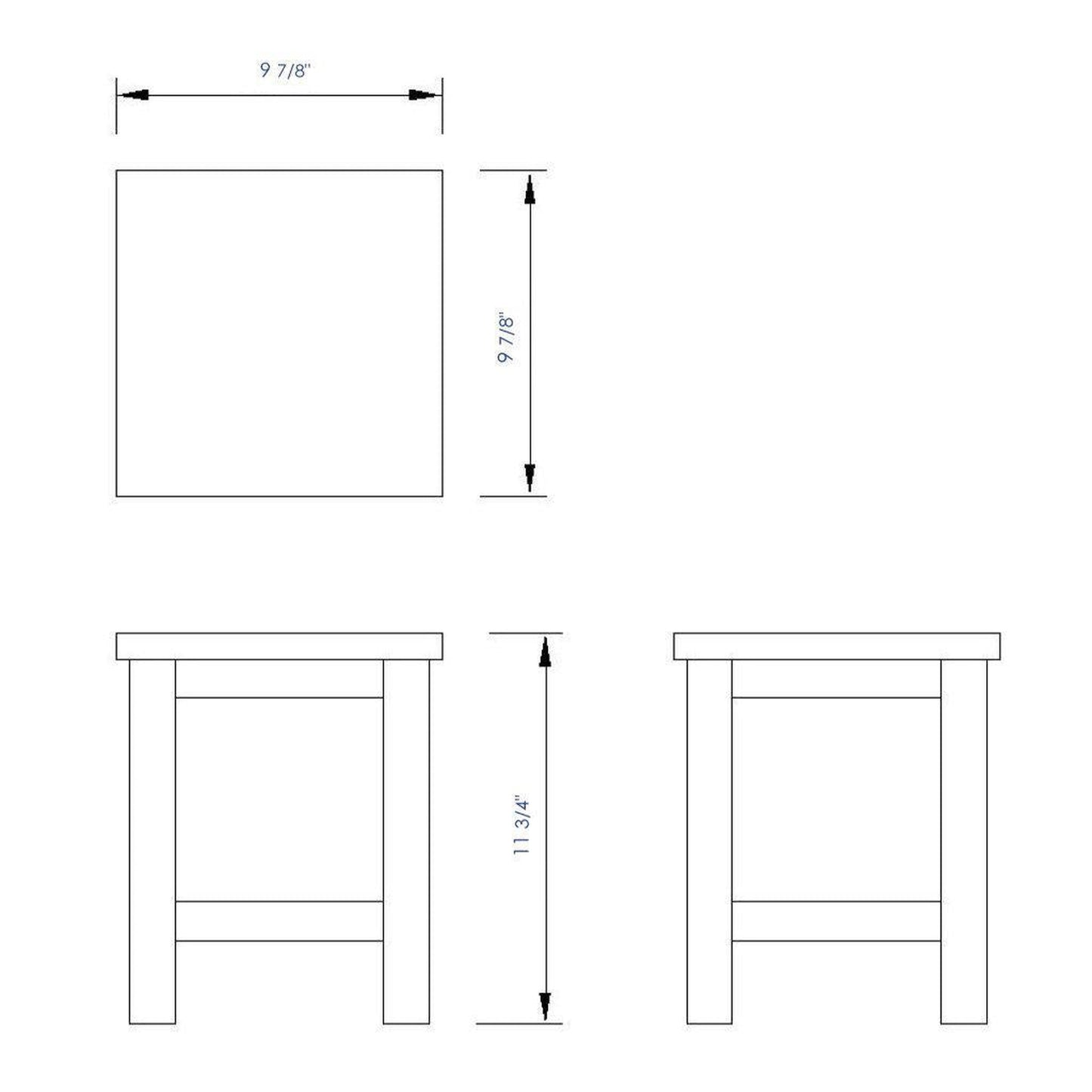 ALFI Brand AB4407 10" Square Wooden Bench/Stool Multi-Purpose Accessory