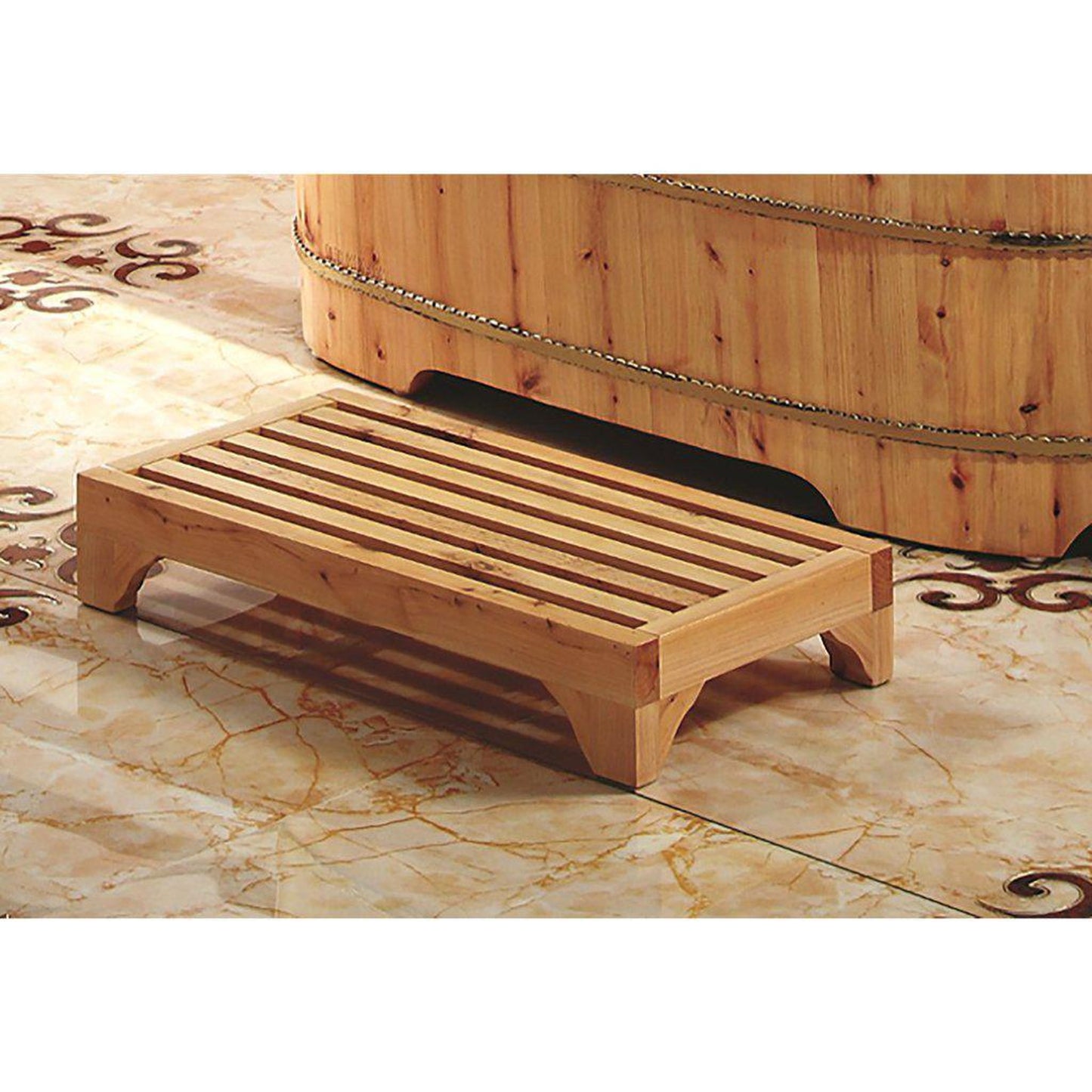 ALFI Brand AB4409 4" Solid Cedar Wooden Stepping Stool Multi-Purpose Accessory