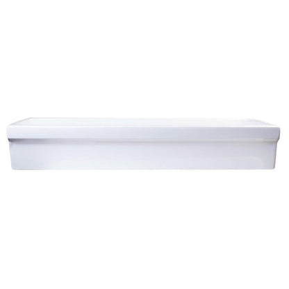 ALFI Brand AB48TR 48" White Above Mount Rectangle Fireclay Trough Bathroom Sink With Overflow