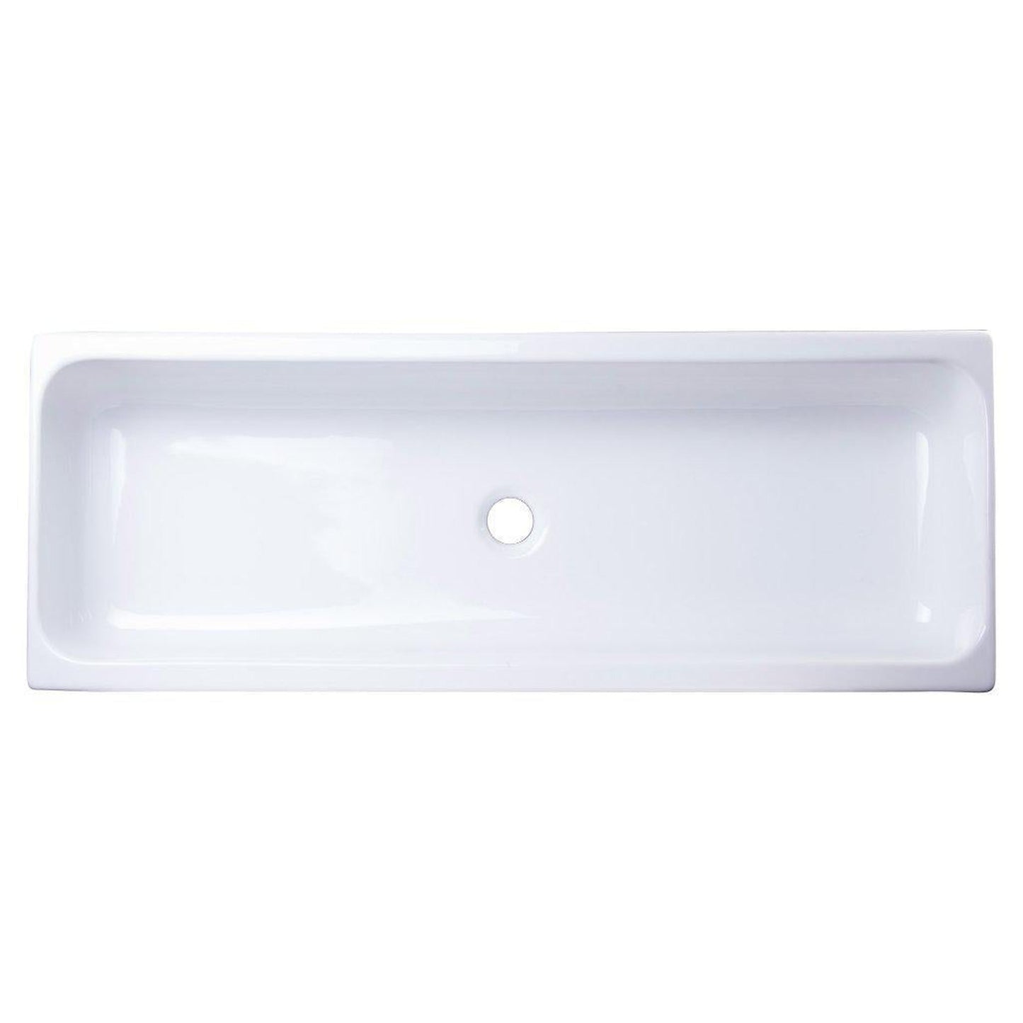 ALFI Brand AB48TR 48" White Above Mount Rectangle Fireclay Trough Bathroom Sink With Overflow