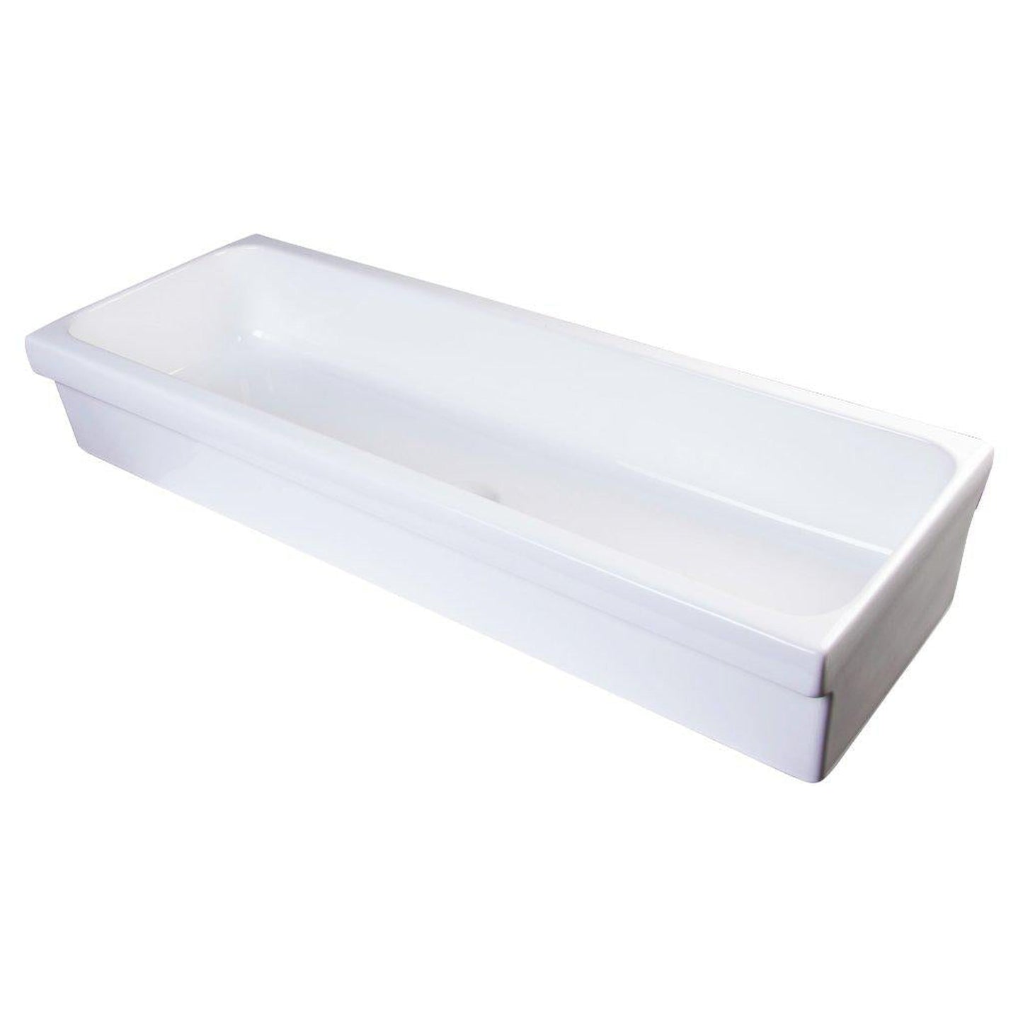 ALFI Brand AB48TR 48" White Above Mount Rectangle Fireclay Trough Bathroom Sink With Overflow