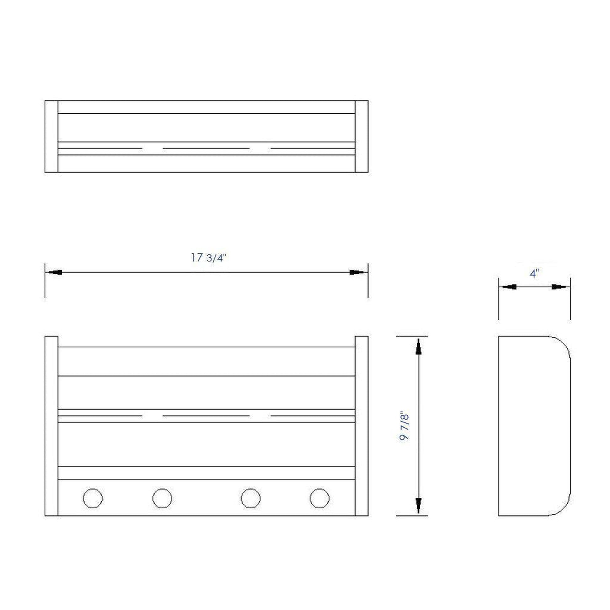 ALFI Brand AB5508 18" Wall-Mounted Wooden Shelf & Hooks Bathroom Accessory