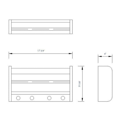 ALFI Brand AB5508 18" Wall-Mounted Wooden Shelf & Hooks Bathroom Accessory