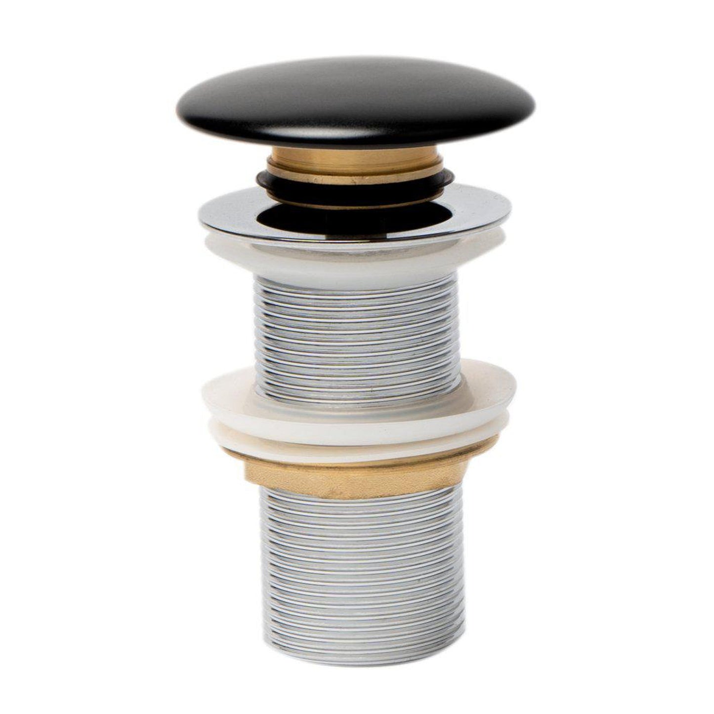 ALFI Brand AB8055-BM Black Matte Ceramic Mushroom Top Pop Up Bathroom Sink Drain Without Overflow