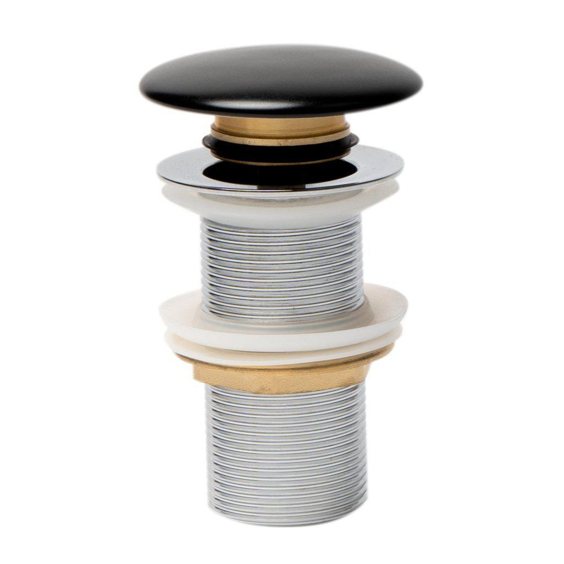 ALFI Brand AB8055-BM Black Matte Ceramic Mushroom Top Pop Up Bathroom Sink Drain Without Overflow