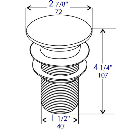 ALFI Brand AB8055-BM Black Matte Ceramic Mushroom Top Pop Up Bathroom Sink Drain Without Overflow