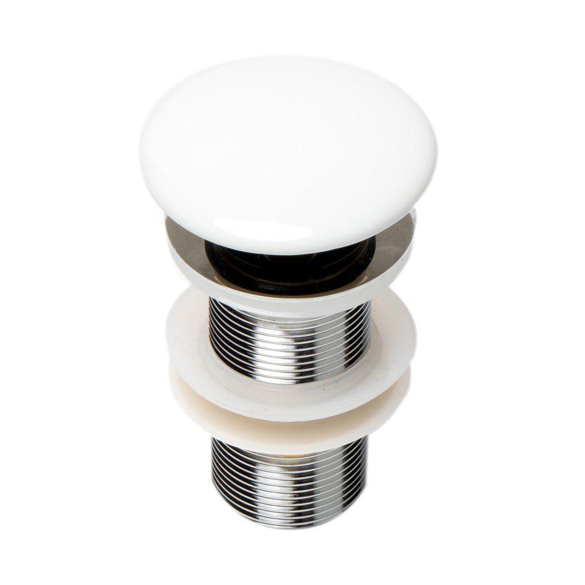 ALFI Brand AB8055-W White Ceramic Mushroom Top Pop Up Bathroom Sink Drain Without Overflow