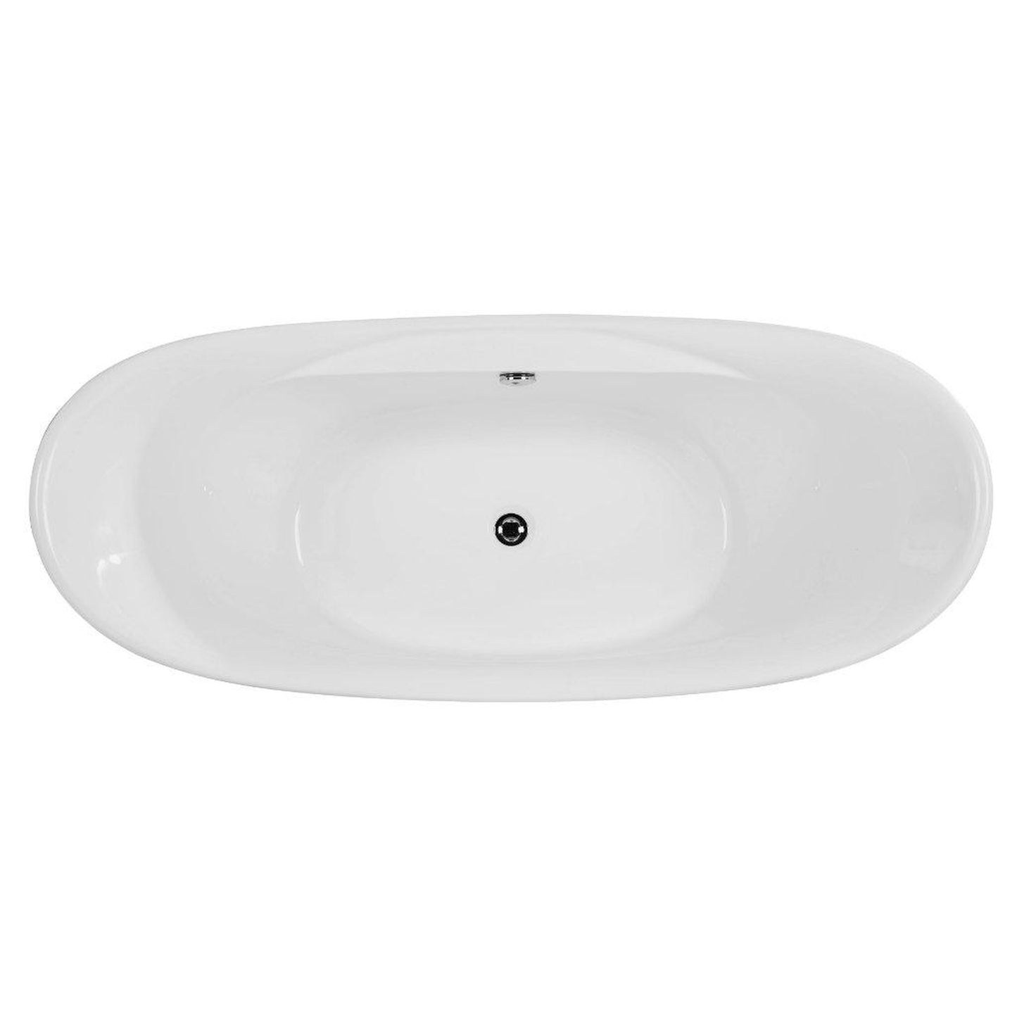 ALFI Brand AB8803 68" One Person Freestanding White Oval Acrylic Soaking Bathtub