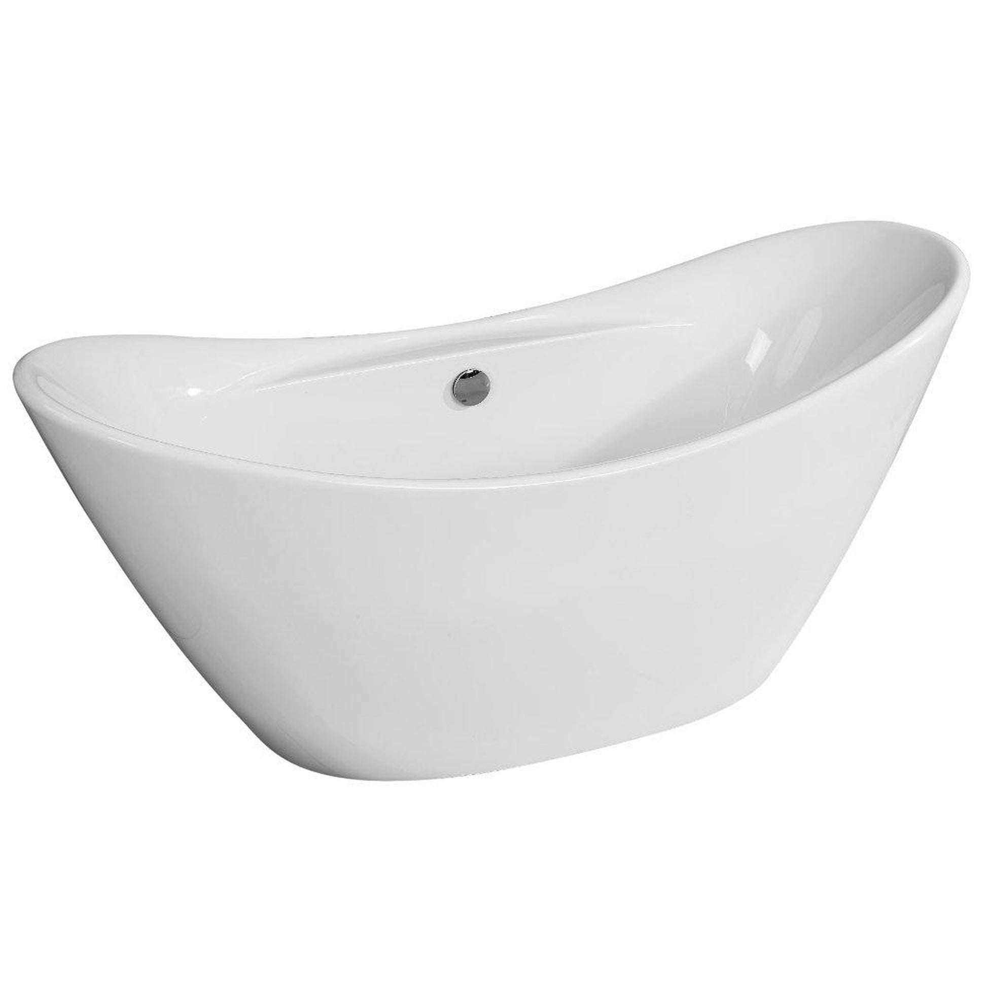 ALFI Brand AB8803 68" One Person Freestanding White Oval Acrylic Soaking Bathtub