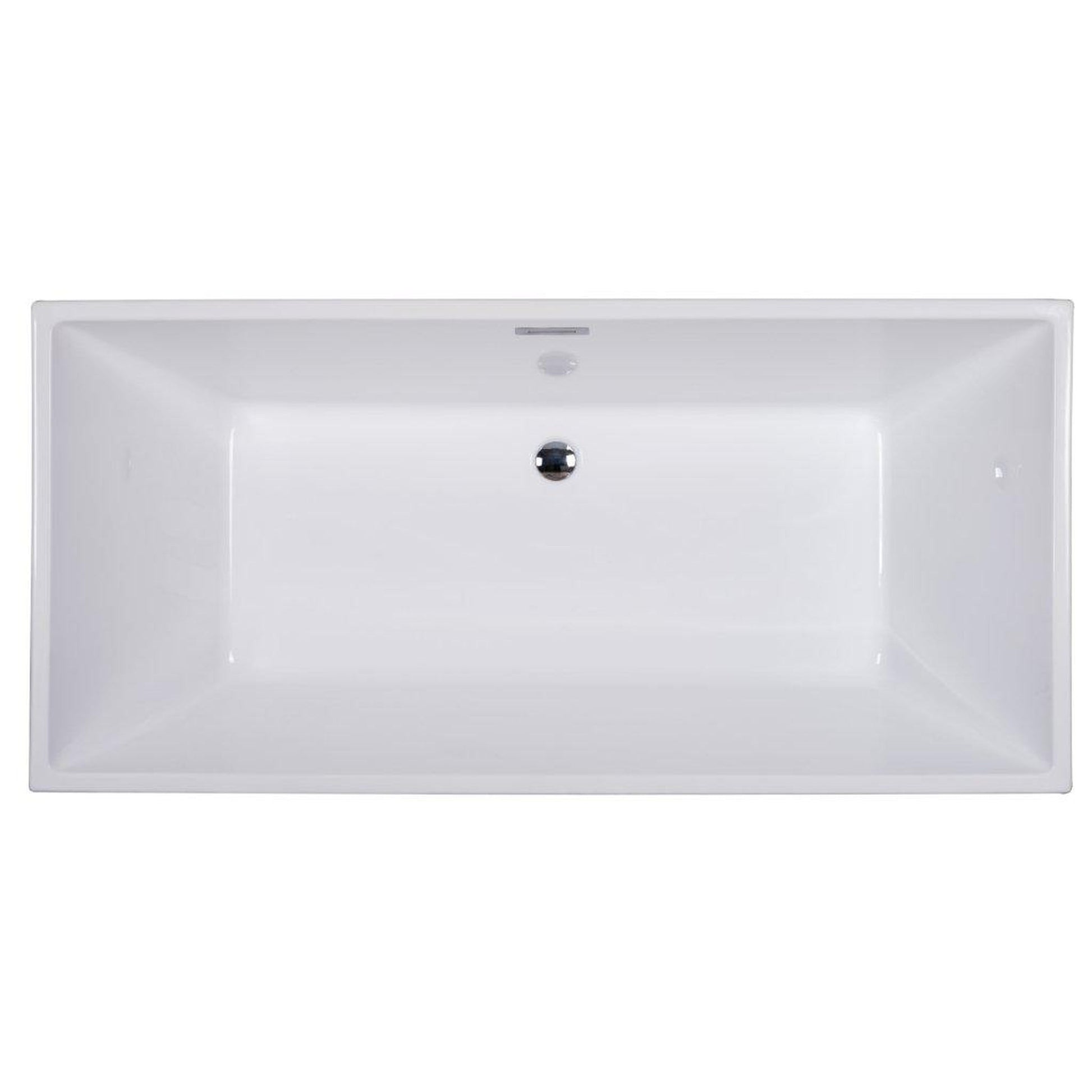 ALFI Brand AB8832 67" One Person Freestanding White Rectangle Acrylic Soaking Bathtub