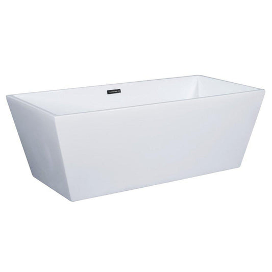 ALFI Brand AB8832 67" One Person Freestanding White Rectangle Acrylic Soaking Bathtub