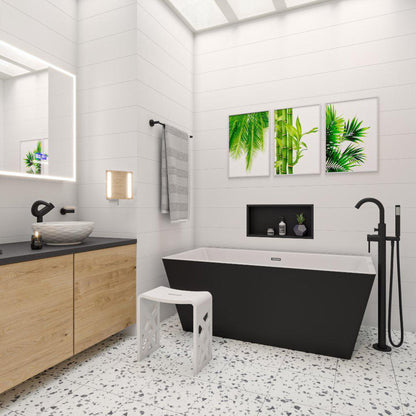 ALFI Brand AB8834 59" One Person Freestanding Black & White Rectangle Acrylic Soaking Bathtub