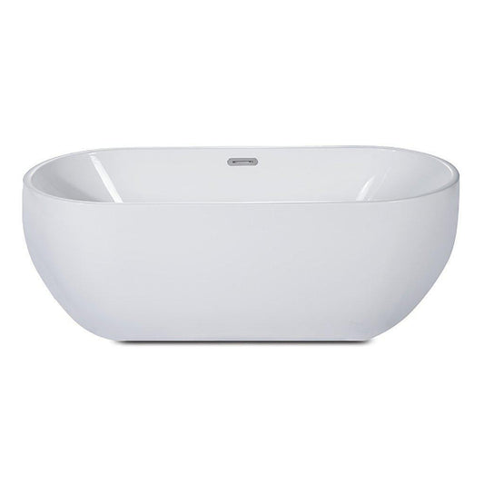 ALFI Brand AB8838 59" One Person Freestanding White Oval Acrylic Soaking Bathtub