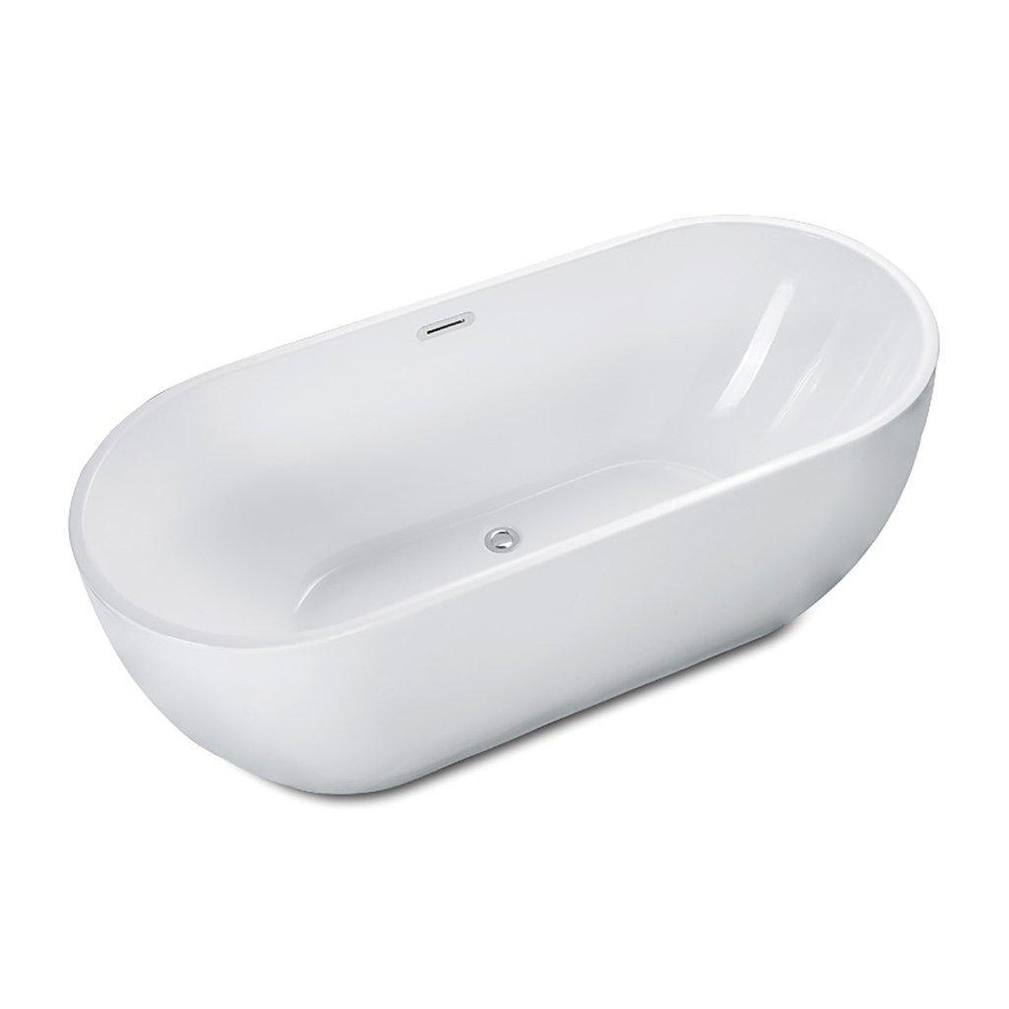 ALFI Brand AB8839 67" One Person Freestanding White Oval Acrylic Soaking Bathtub