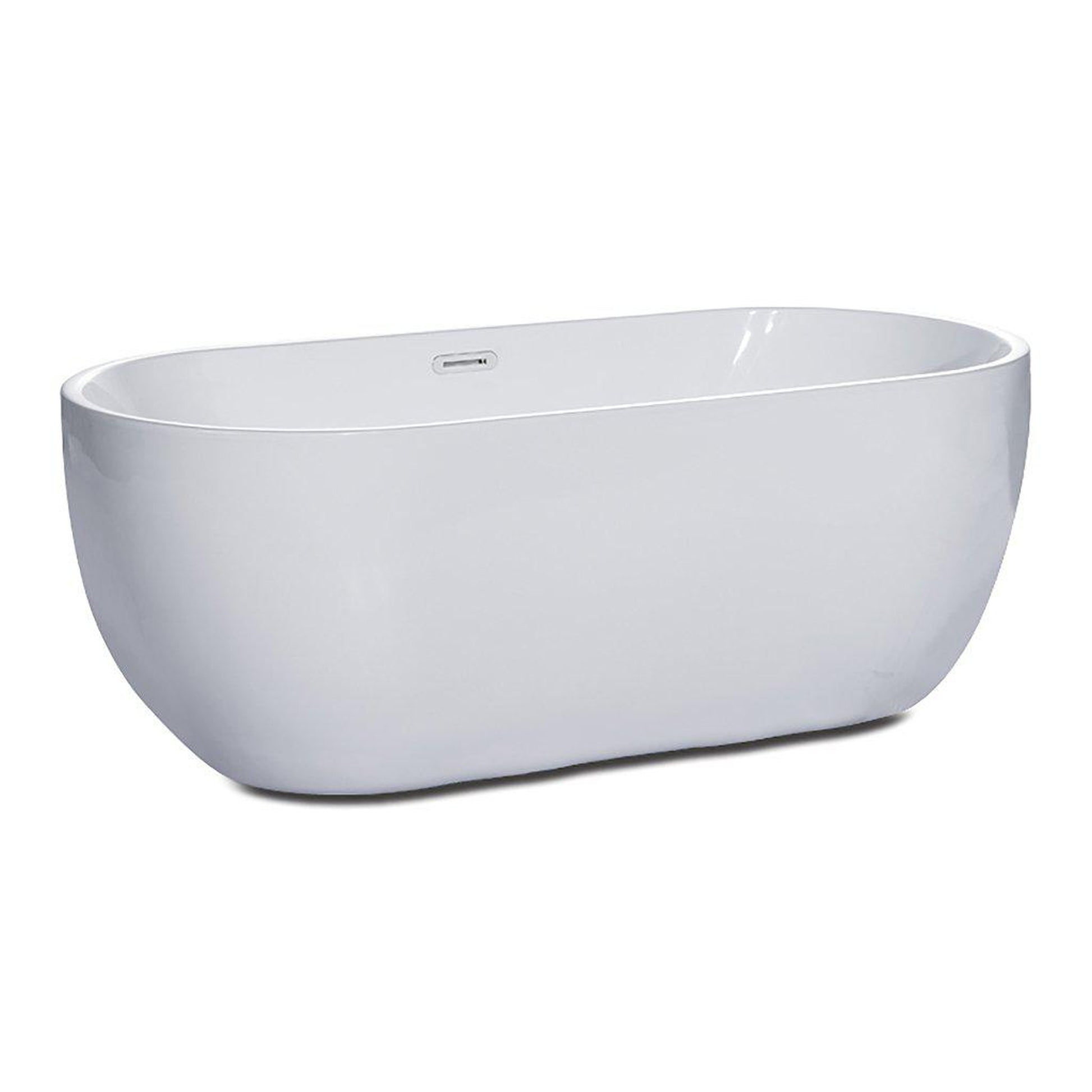 ALFI Brand AB8839 67" One Person Freestanding White Oval Acrylic Soaking Bathtub